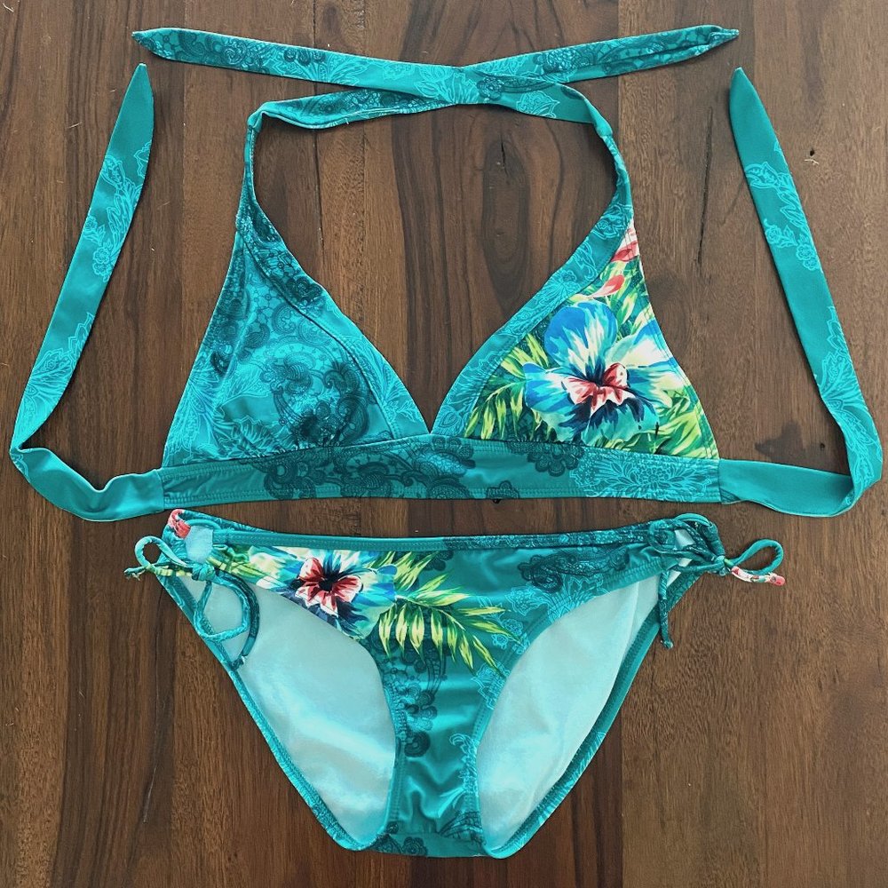 Athleta Green/Turquoise Bikini (Size M)